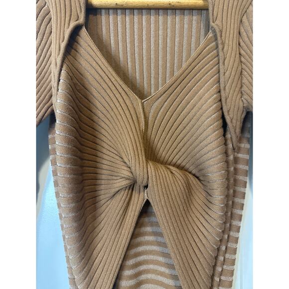 Amur Guadalupe Ribbed Knit Cutout Long Sleeve Fall Midi Dress Brown Size Medium - Picture 8 of 11